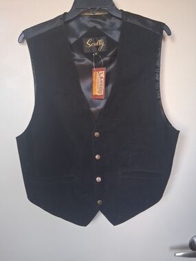 Scully NEW  Black Suede Western Button Vest